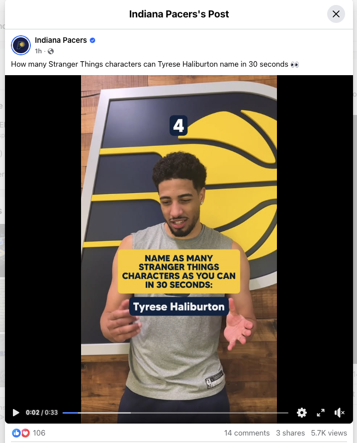 Tyrese Haliburton Stranger Things Characters Facebook Post